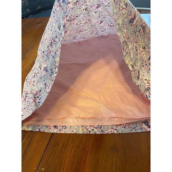 Boden Short Skirt 12R Lined Floral All Cotton Gray Yellow Pink Flowers Size Zip - Picture 11 of 11